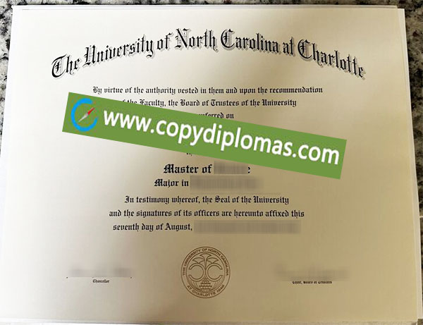 UNC Charlotte diploma, University of North Carolina degree