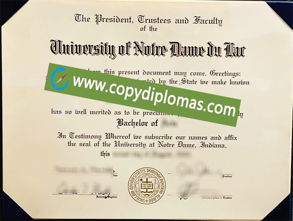 University of Notre Dame diploma